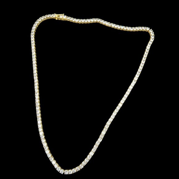 NEW Women’s Cubic Zirconia 18k Gold-Plated Stainless-Steel Necklace 132 CZ Stone - Picture 2 of 9